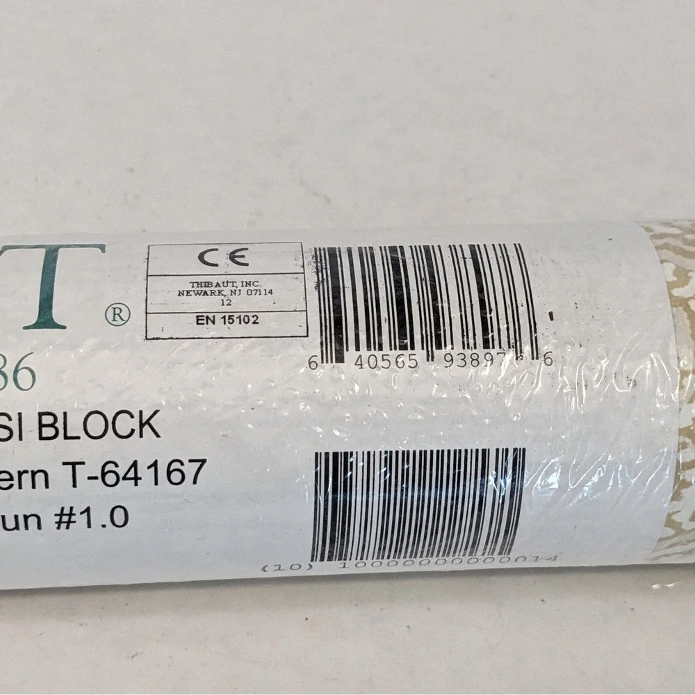 Thibaut Tulsi Block Wallpaper Tan White Paisley T-64187‎ Washable 60.75 Sq Ft